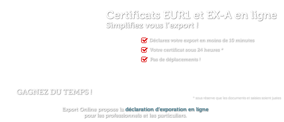 Certificats d'export en ligne